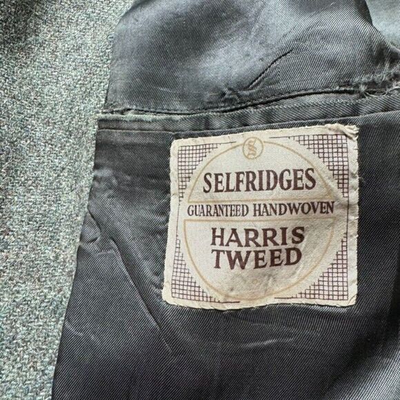 Vintage 1950s Harris Tweed Green Wool Scottish Dark Academia Blazer 40R - Picture 3 of 11